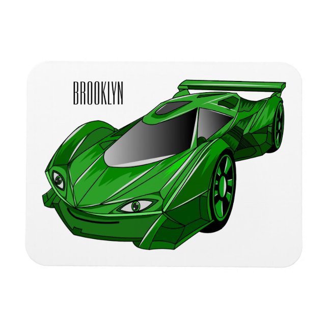 Magnet Flexible Voiture de sport verte avec illustration airfos (Horizontal)