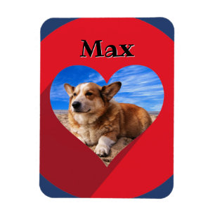 Magnet Flexible Votre chien Photo dans Red Heart Nom Frame Love