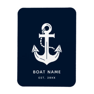 Magnet Flexible Votre nom de bateau Ancre Bleue 