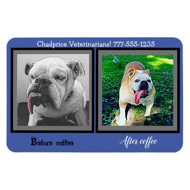 Magnet Flexible Votre nom d'entreprise, drôle bulldog (Horizontal)