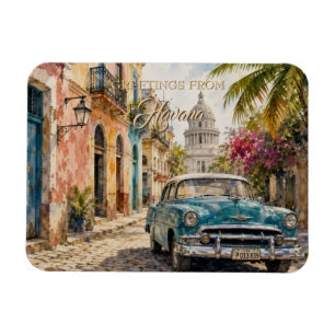 Magnet Flexible Voyage à Cuba Vintage - Salutations de La Havane