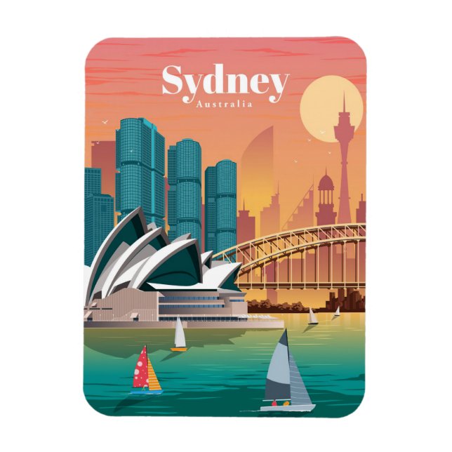 Magnet Flexible Voyage Art Voyage À Sydney Australie (Vertical)