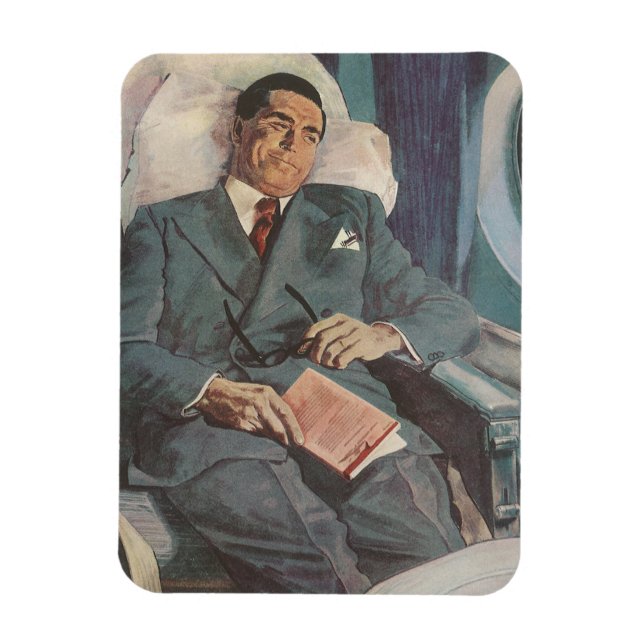 Magnet Flexible Voyage d'affaires vintage, lecture sur l'avion (Vertical)