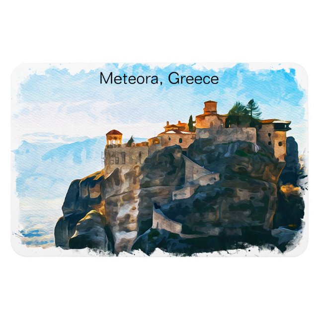 Magnet Flexible Voyage d'aquarelle Meteora Grèce (Horizontal)