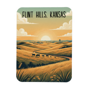 Magnet Flexible Voyage Souvenir des collines de Flint du Kansas