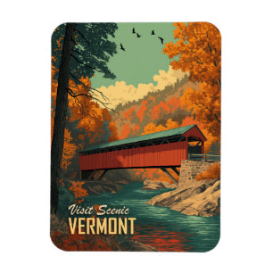 Magnet Flexible Voyage sur le pont couvert vintage du Vermont