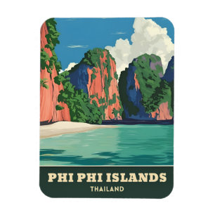 Magnet Flexible Voyage vintage aux îles Phi Phi Thaïlande bord de