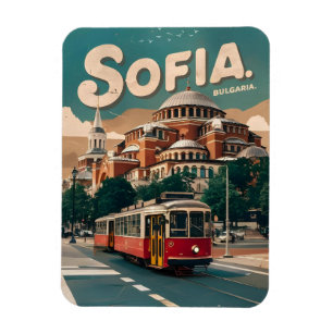 Magnet Flexible Voyagez Sofia, Bulgarie cadeaux vintage tramway de