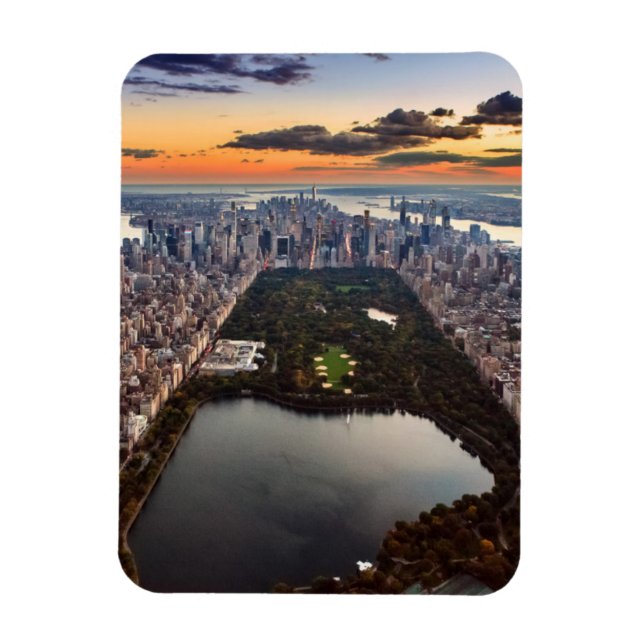 Magnet Flexible Vue aérienne de Central Park au coucher du soleil (Vertical)