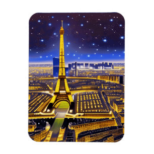 Magnet Flexible Vue aérienne d'Imaginaire de Paris sous les étoile