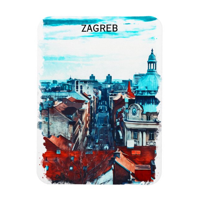 Magnet Flexible Vue Cityscape de Zagreb Croatie (Vertical)