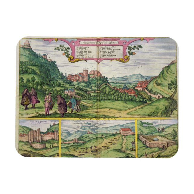 Magnet Flexible Vue de l'Alhambra, de 'Civitates Orbis Terrar (Horizontal)