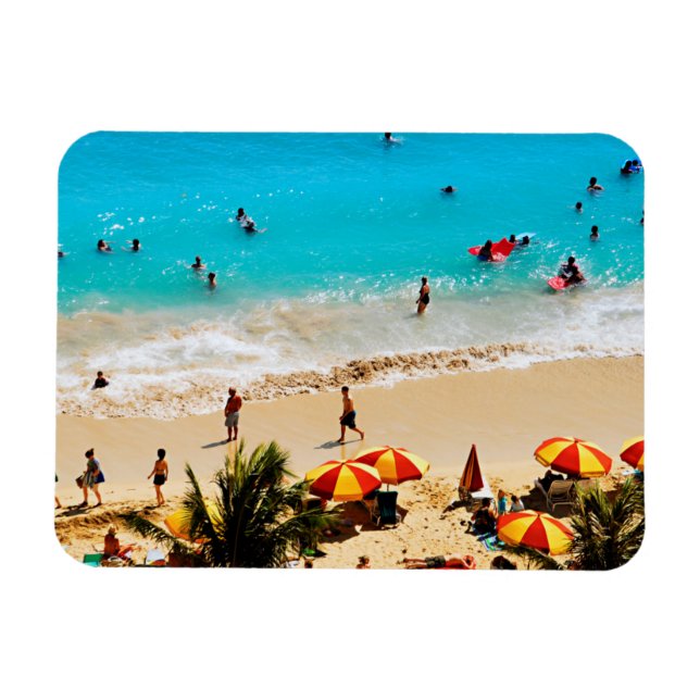 Magnet Flexible Vue Élevée Sur La Plage De Waikiki, Honolulu (Horizontal)