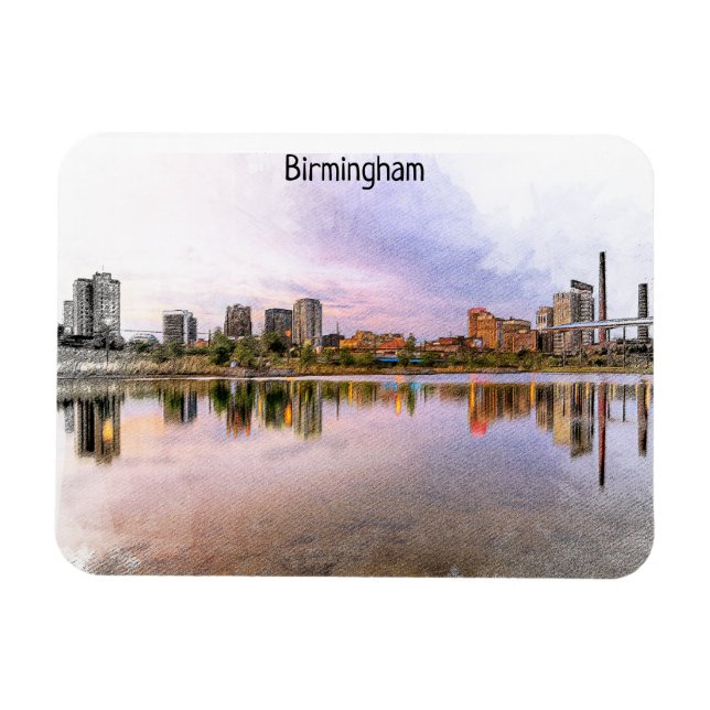 Magnet Flexible Vue panoramique de Birmingham Angleterre (Horizontal)
