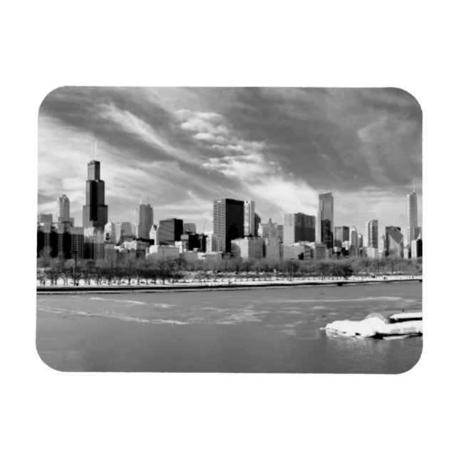 Magnet Flexible Vue panoramique de Chicago en hiver (Horizontal)