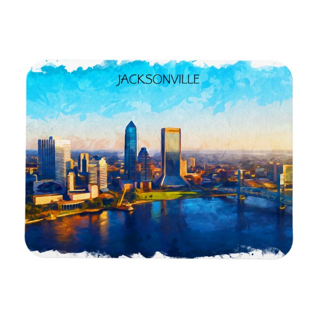 Magnet Flexible Vue panoramique de Jacksonville Florida Skyline (Horizontal)