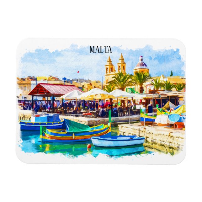 Magnet Flexible Vue panoramique sur la Méditerranée de Malte (Horizontal)