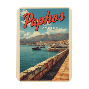 Magnet Flexible Vue sur l'eau de Paphos, cadeaux souvenirs de voya