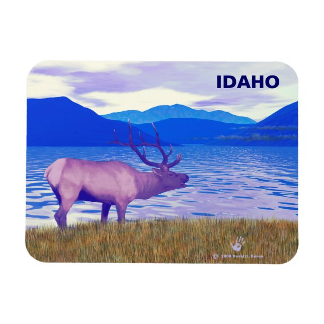 Magnet Flexible Wapiti (Elk) Sur Le Lac (Horizontal)