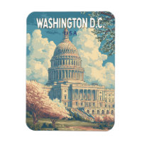 Washington DC Capitol Travel Art Vintage