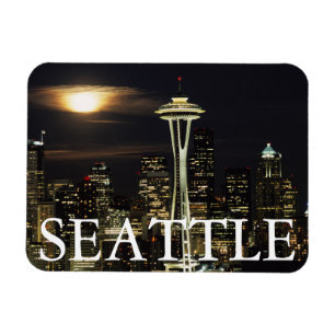 Magnet Flexible Washington, Seattle, Skyline la nuit depuis Kerry