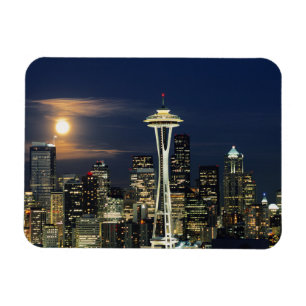 Magnet Flexible Washington, Seattle, Skyline la nuit depuis Kerry