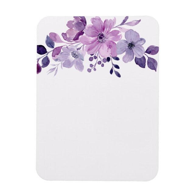 Magnet Flexible Watercolor purple flower bouquet  (Vertical)