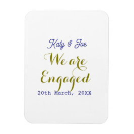 Magnet Flexible We are Engaged purple gold name date elegant simpl
