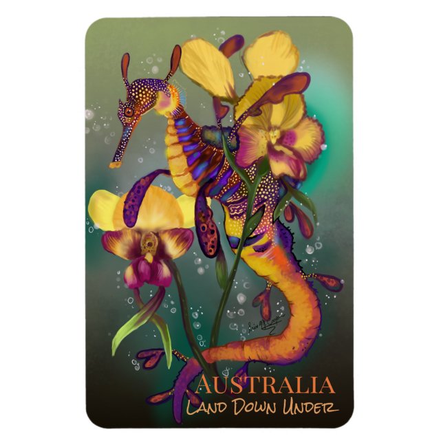 Magnet Flexible Weedy Seadragon avec orchidées (Vertical)