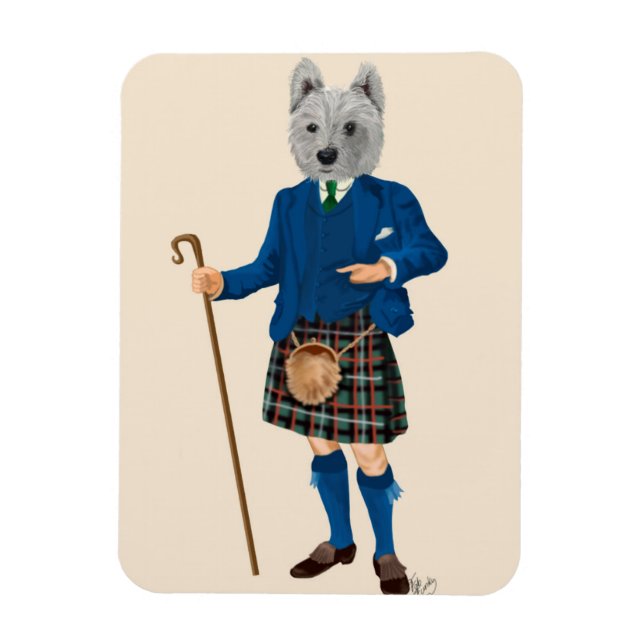 Magnet Flexible West Highland Terrier à Kilt (Vertical)