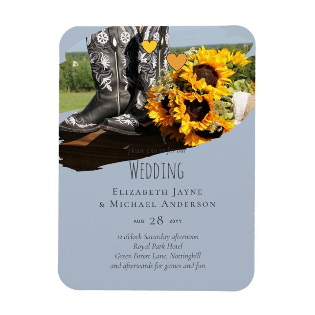 Magnet Flexible Western Boots tournesol Mariage rustique (Vertical)