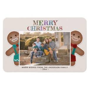 Magnet Flexible Whimsical Cute Gingerbread Joyeux Noël Photo
