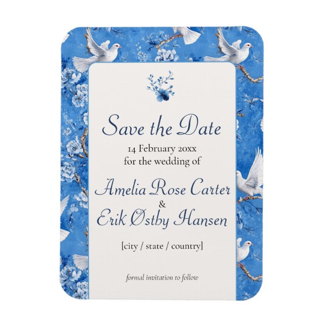 Magnet Flexible Whispers of Doves, Save the Date (Vertical)