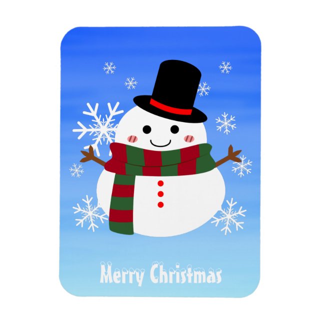 Magnet Flexible White Christmas Snowman (Vertical)
