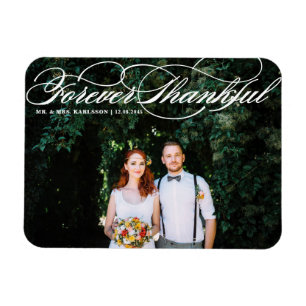 Magnet Flexible White Forever Thankful Élégant Mariage de script