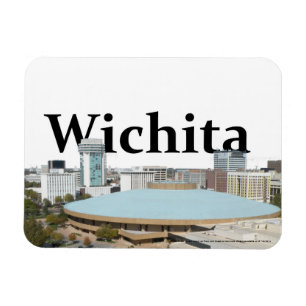 Magnet Flexible Wichita Kansas Skyline avec Wichita dans le ciel