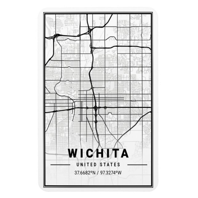 Magnet Flexible Wichita Kansas USA Travel City Plan (Vertical)