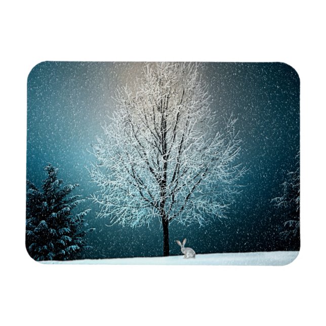 Magnet Flexible Wonderland d'hiver avec lapin (Horizontal)