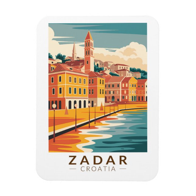 Magnet Flexible Zadar Croatie Illustration Voyage Art Vintage (Vertical)