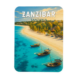 Magnet Flexible Zanzibar Tanzanie Illustration Art de Voyage Vinta
