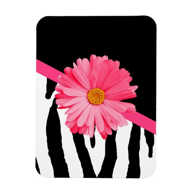 Magnet Flexible Zebra Pattern Girly Rose Daisy (Vertical)