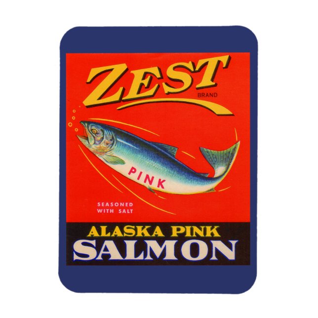 Magnet Flexible Zest rose saumon des années 1930 étiquette (Vertical)