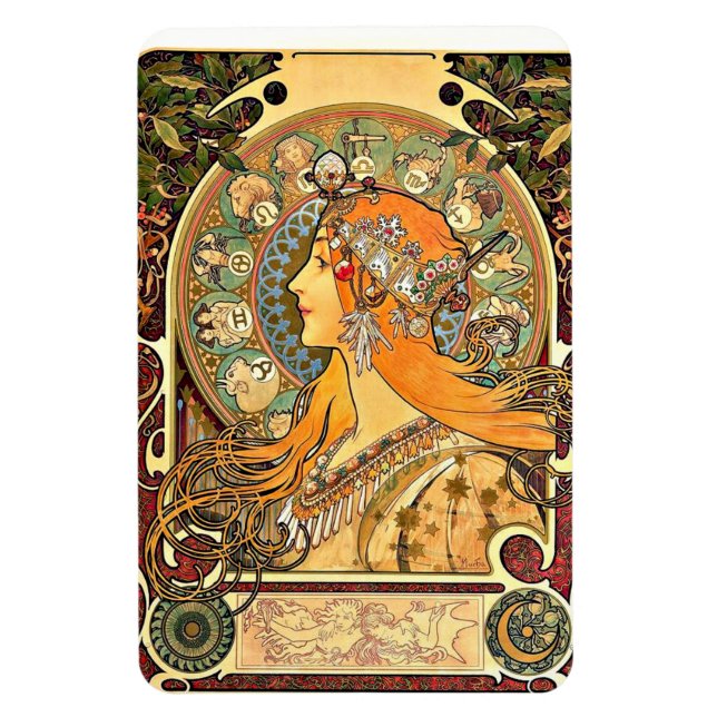 Magnet Flexible Zodiac, peinture Art Nouveau d'Alphonse Mucha (Vertical)
