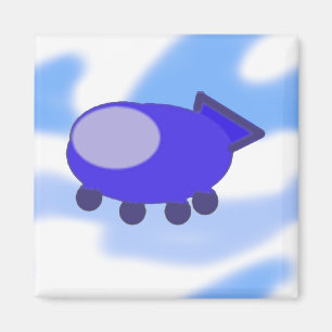 Magnet Fliegendes blaues Raumschiff