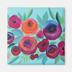 Magnet floral coloré en fleurs