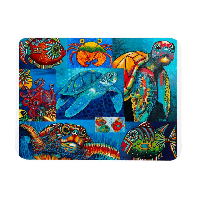 Magnet "Funky Sea Criters Collage" (Horizontal)