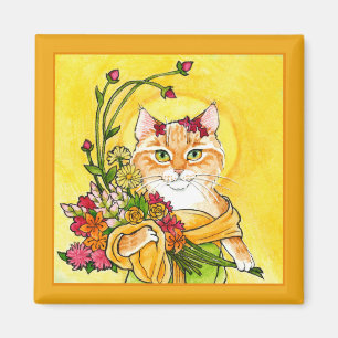 Magnet für Alphonse Mucha-Löffel Cat-Blume