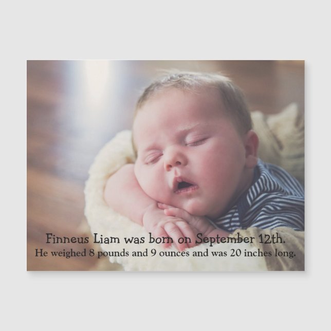 Magnet für benutzerdefinierte Geburtsankündigung (Vorderseite)