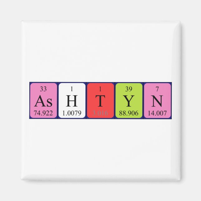 Magnet für den periodischen Tabellennamen Ashtyn (Vorne)
