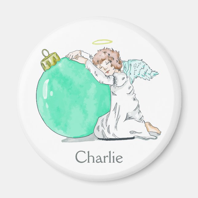 Magnet für den Weihnachtsangel-individuelle Name (Vorne)